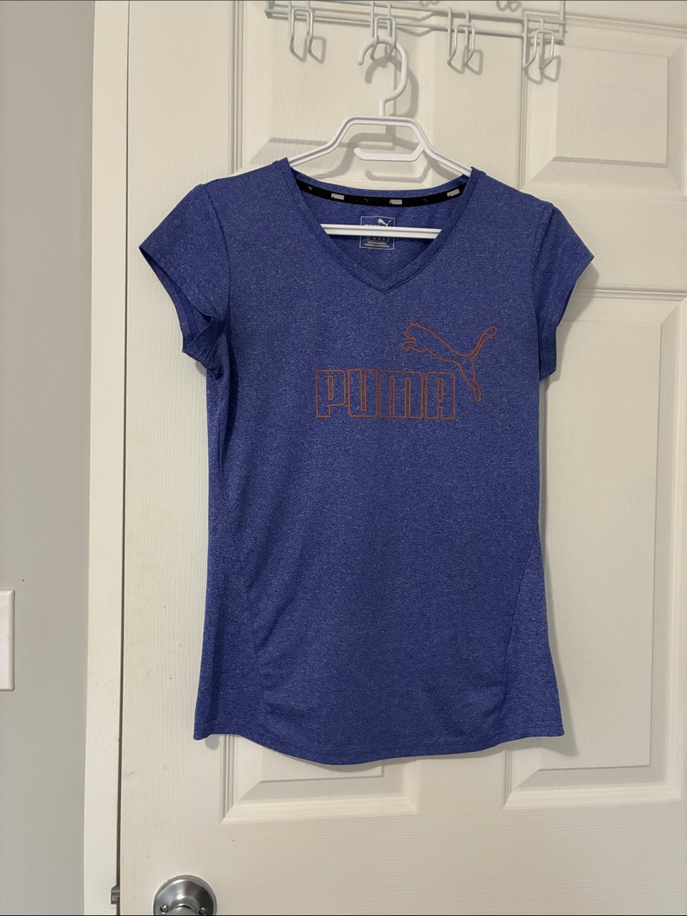 Puma purple V-Neck Logo Tee